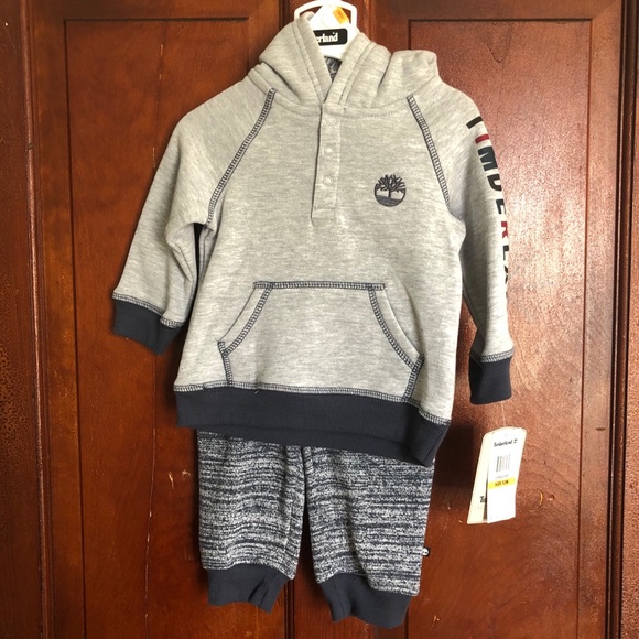 Timberland sweatshirt and sweatpants grey set baby